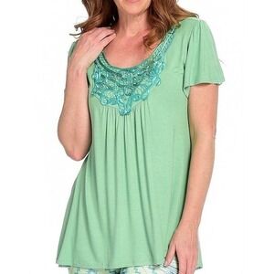 NWT One World XS Charming Art Green Lace Top Legging Lounge set 128588